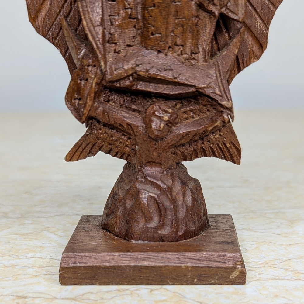 Vintage Our Lady Of Guadalupe Wooden Hand Carved Madonna Statue - Picture 4 of 10